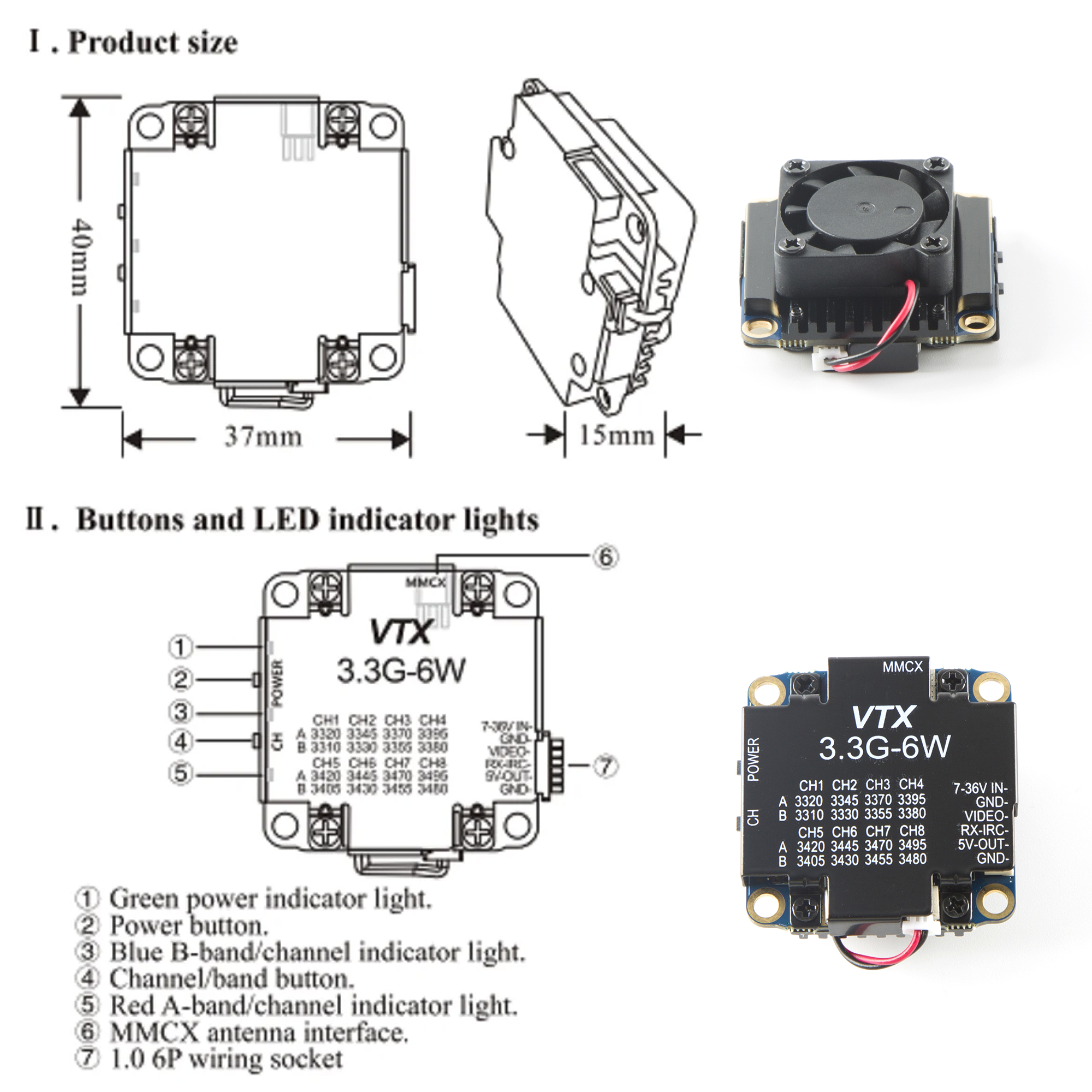FPV Video Transmitter 3.3G 6W  - Fpv Drone Transmitter review and price